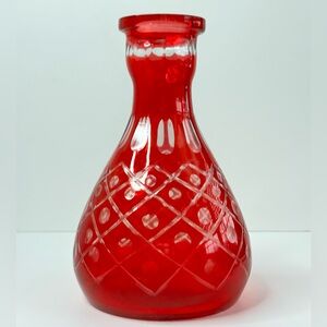 Vintage Red Cut to Clear‎ Decanter Ruby
Base Bohemian Glass Art Vase
